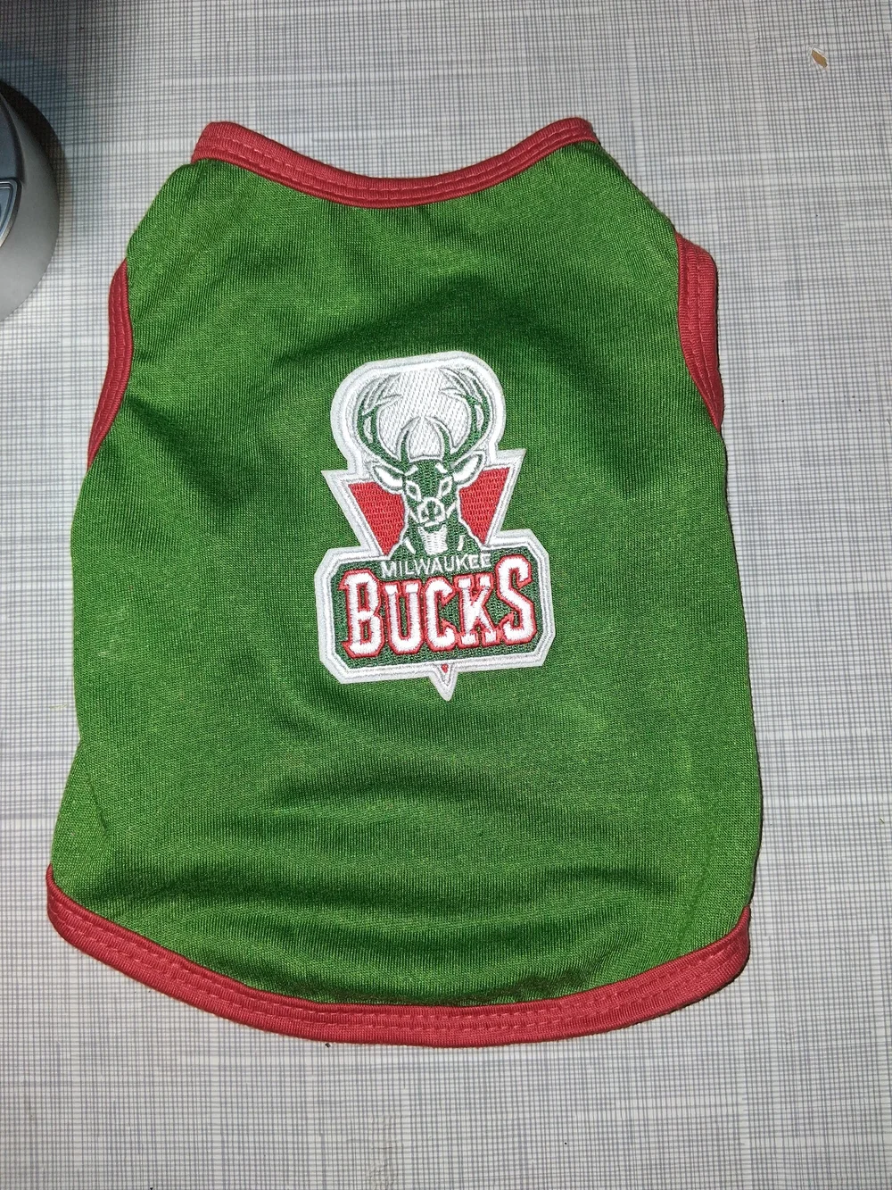 Milwaukee Bucks Green Pet Dog/Cat Tank Top with Red Trim Size S/M